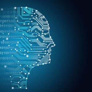digital nodes making a human face